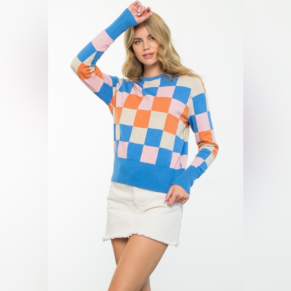 THML - Checkered Knit Sweater - New with tags!
